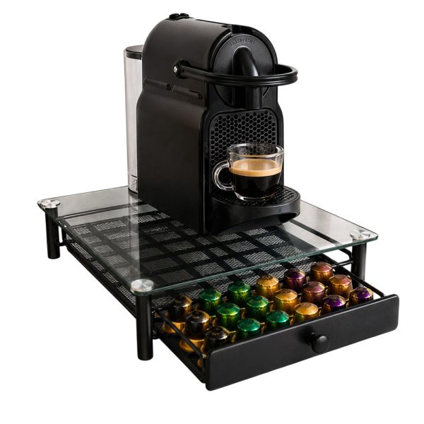 Glass-Top Coffee Capsule Drawer / Stand (60 Capsules)