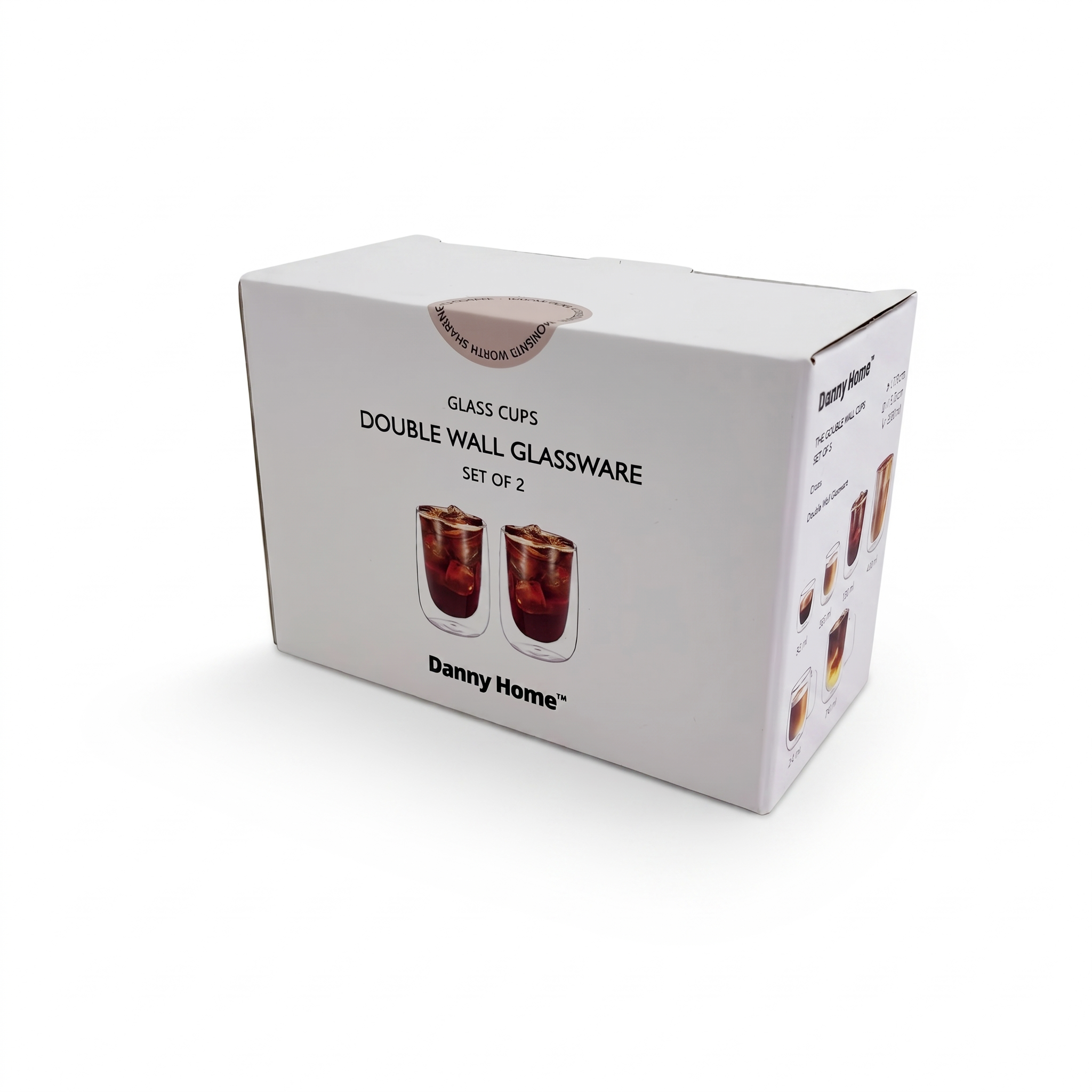 300ml 2-Pcs Danny Home Double Walled Cappuccino Glasses Set