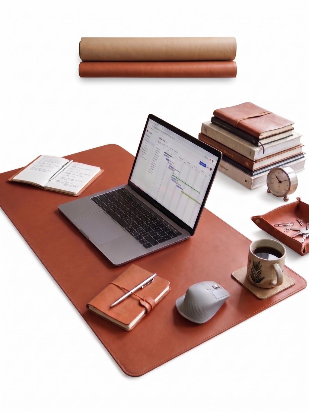 DESK MAT PU LEATHER Cognac Brown