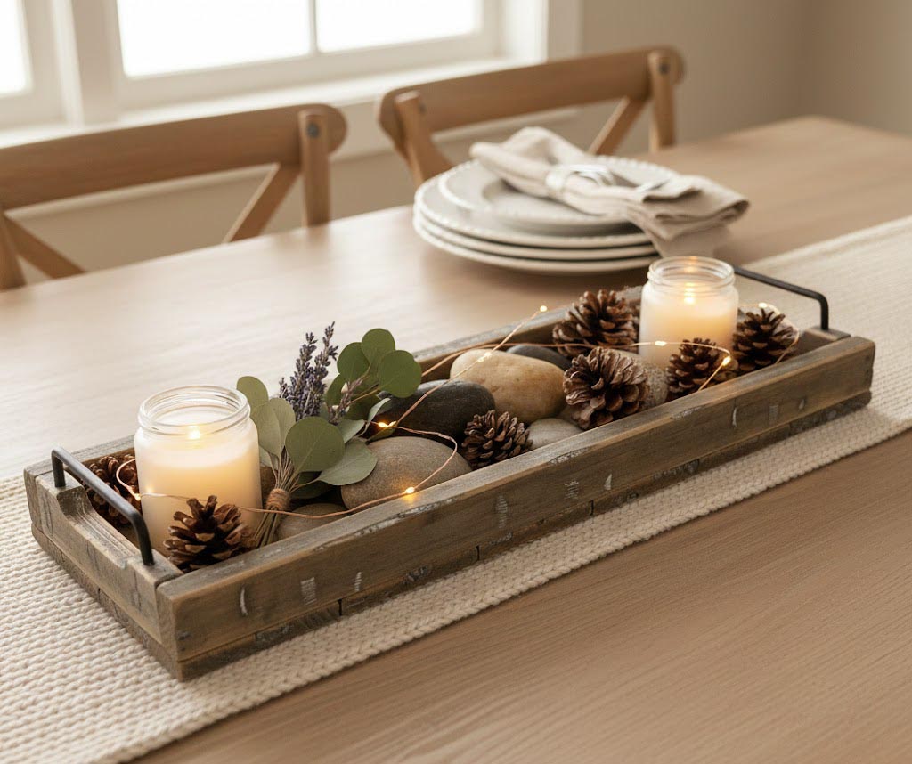 RUSTIC WOODEN TRAY LARGE