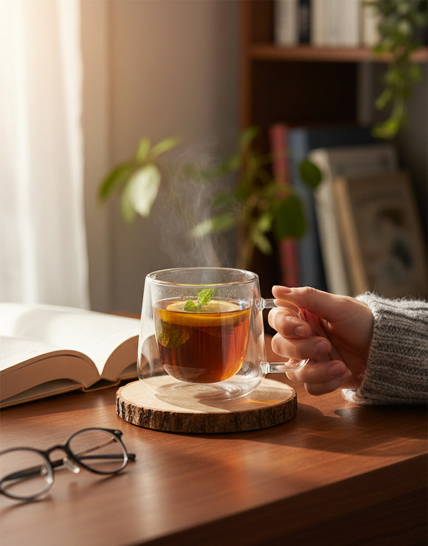 DOUBLE WALL GLASS MUGS