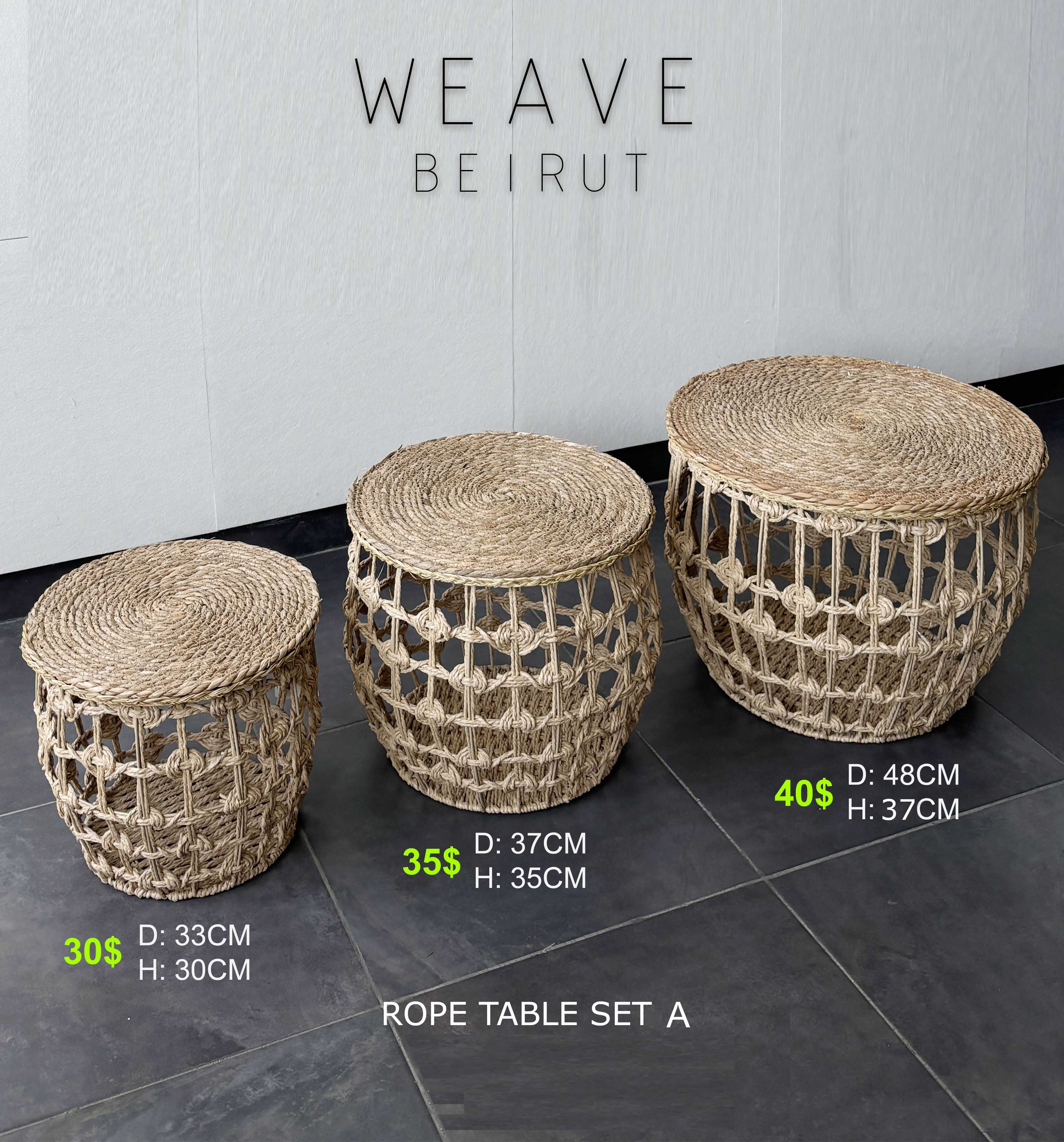 ROPE TABLES SET A