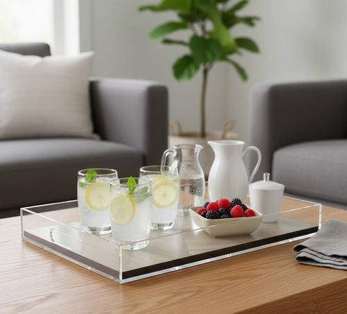 ACRYLIC AND WOOD TRAY