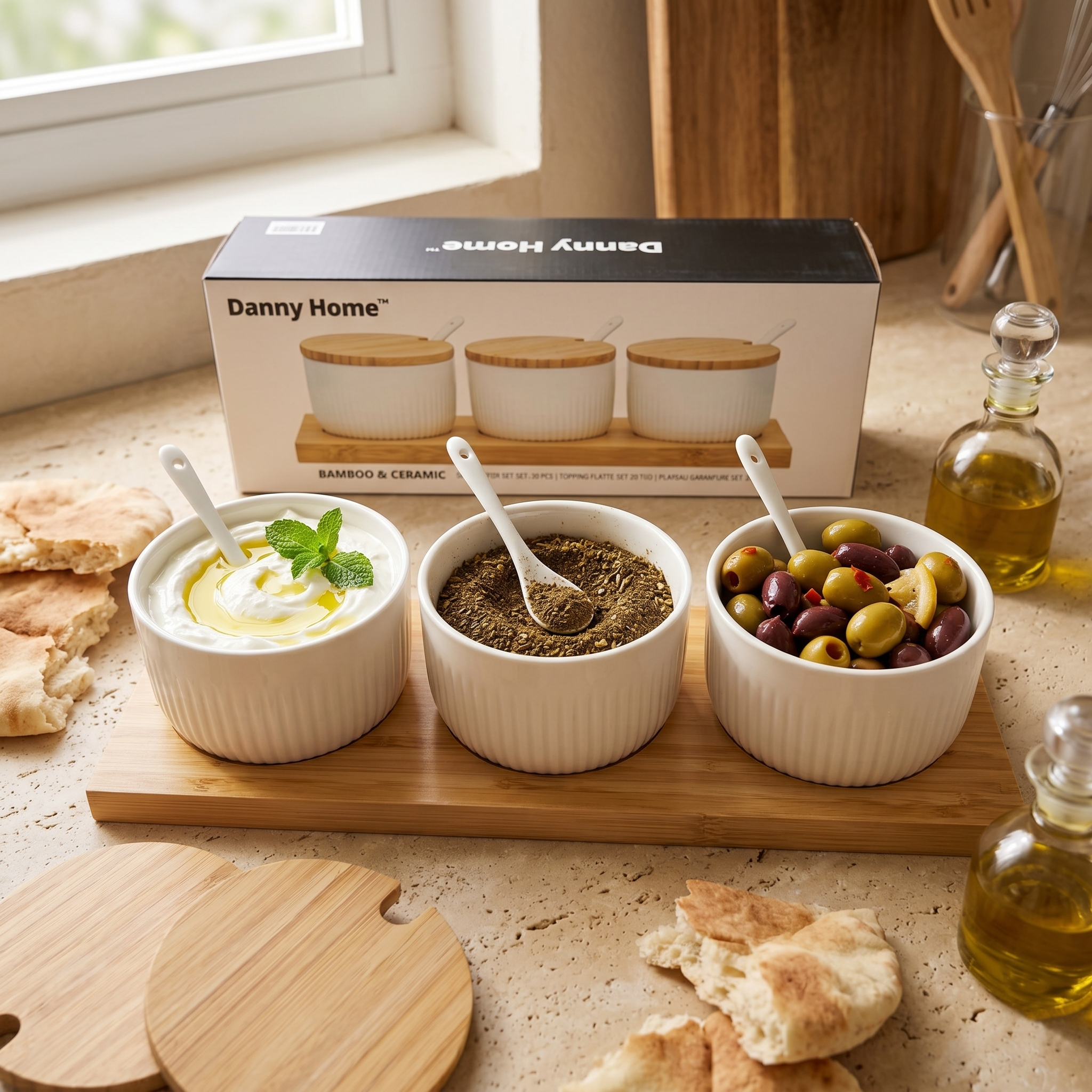 DANNY HOME BAMBOO & CERAMIC TOPPING PLATER
