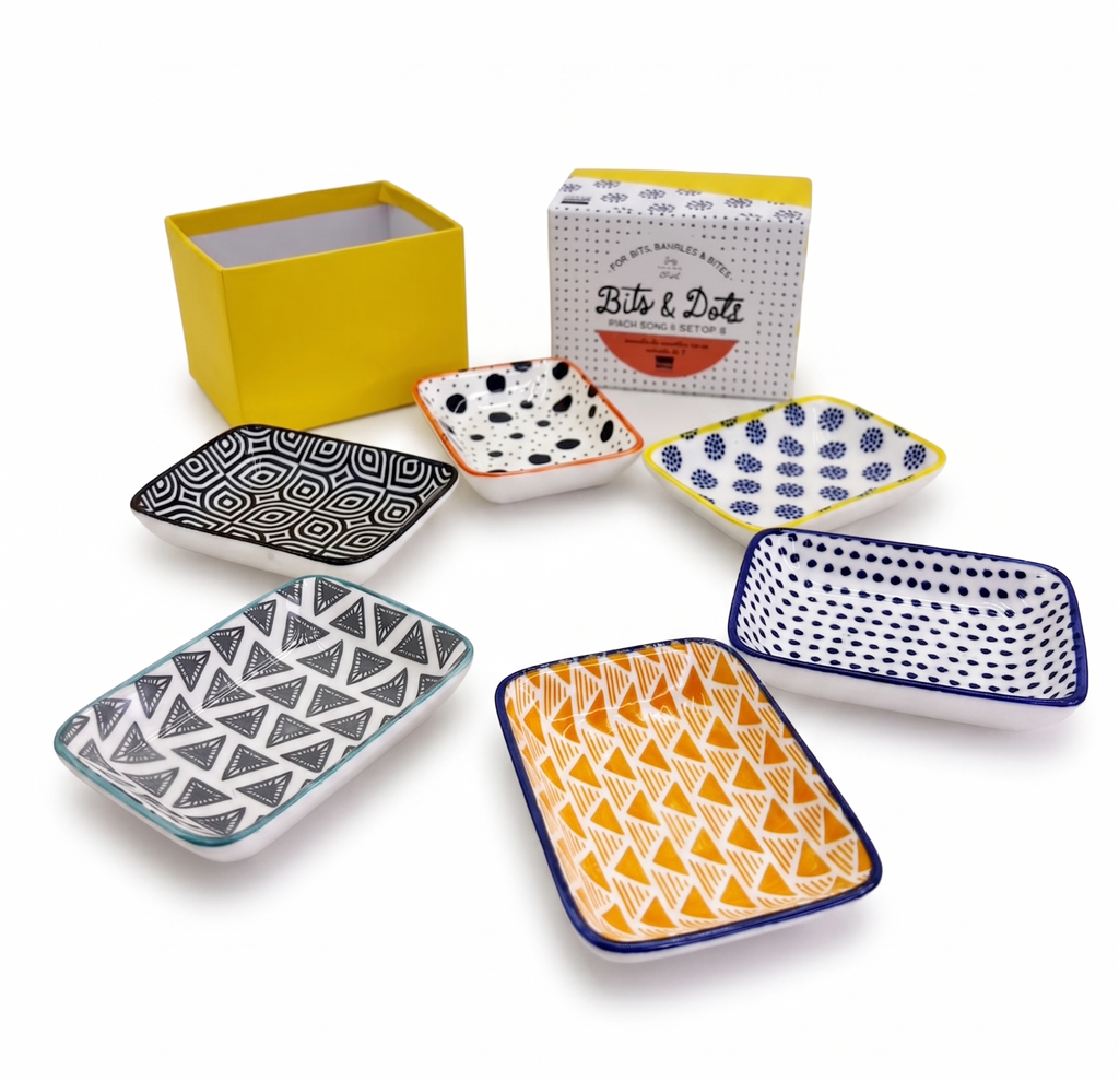 Danny Home 6-Pcs Mini Bohemian Design rectangular Flavour Dish Set
