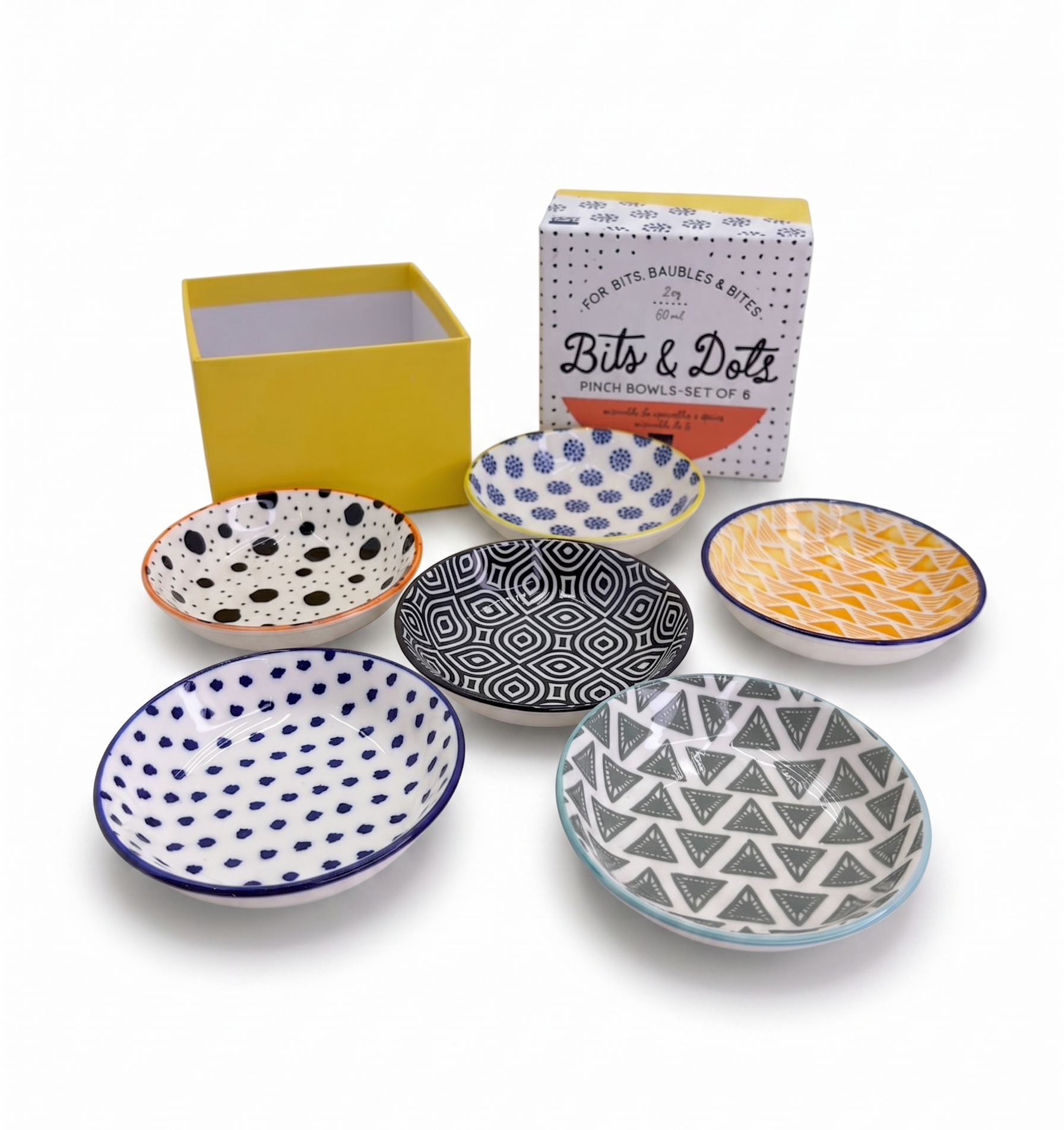 Danny Home 6-Pcs Small Round Bohemian Design Flavor Dish Set