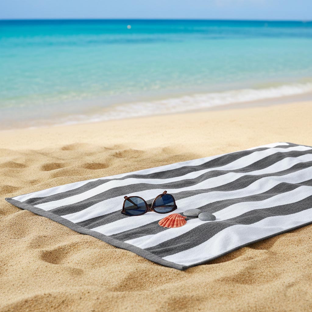 BEACH TOWEL GRAY STRIPES