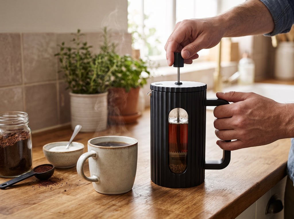 Danny Home Black Ribbed French Press Coffee 600ML