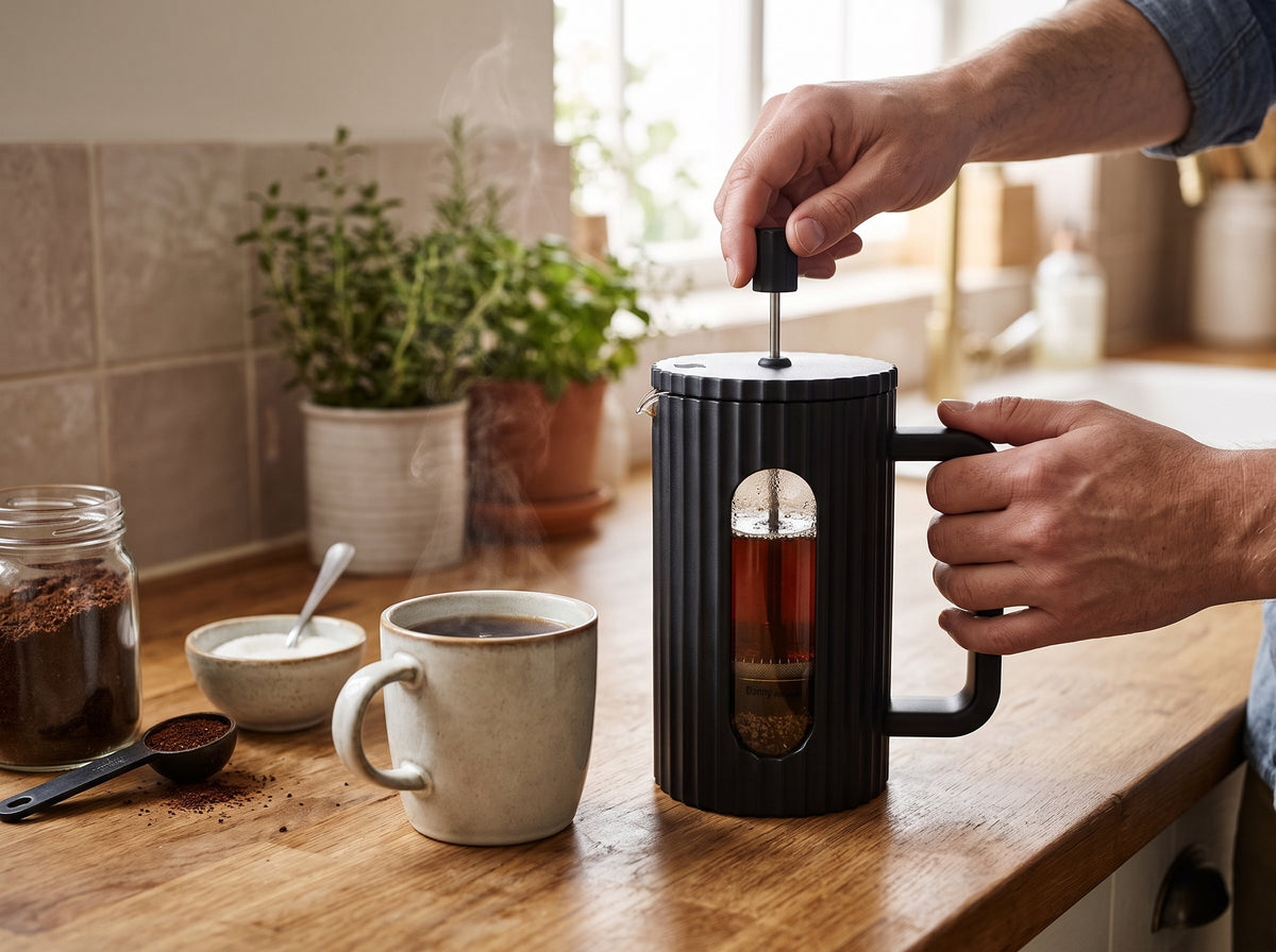 Danny Home Black Ribbed French Press Coffee 600ML
