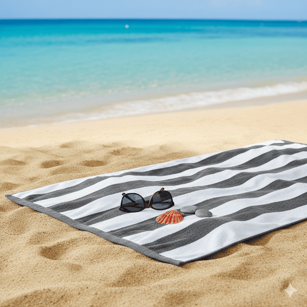 Beach Towel - Grey & White