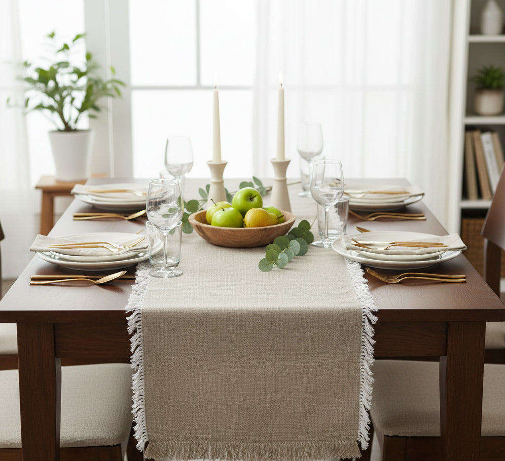 GREIGE LINEN TABLE RUNNER