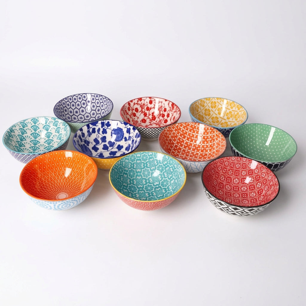 Danny Home 10-Pcs Bohemian Design Porcelain Bowls set