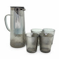 SMOKEY GLASS JUG AND CUPS