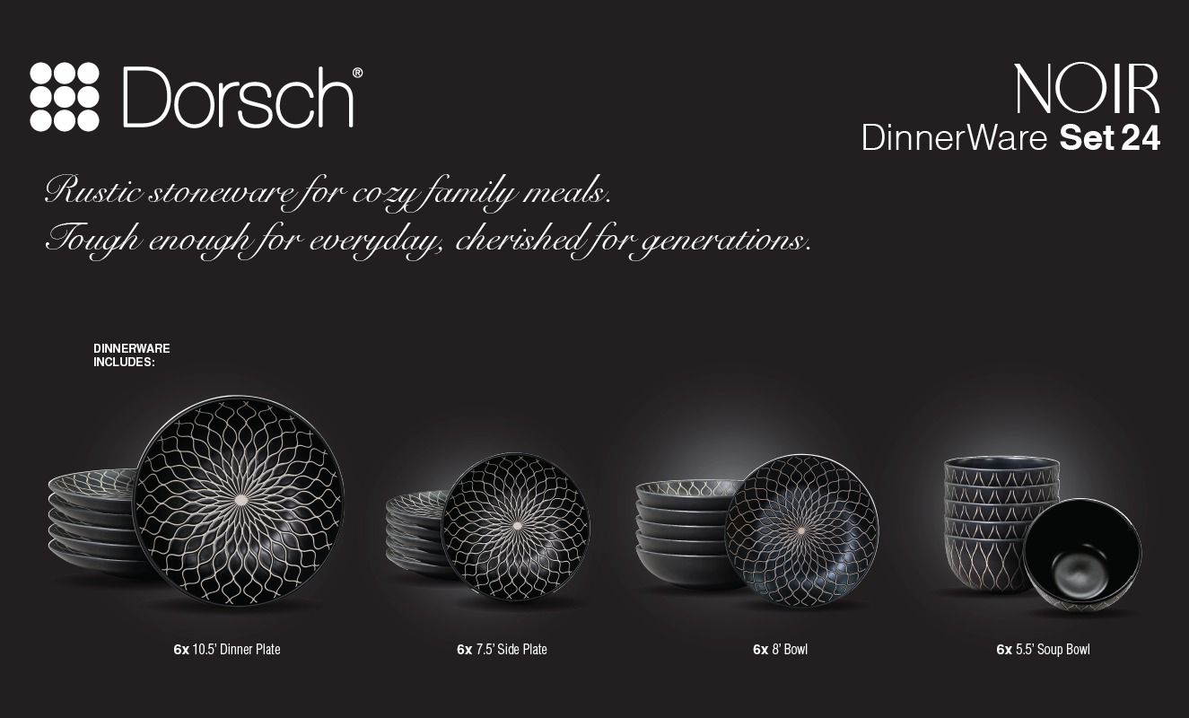 Noir Stoneware Set 24 Pcs DH-09390