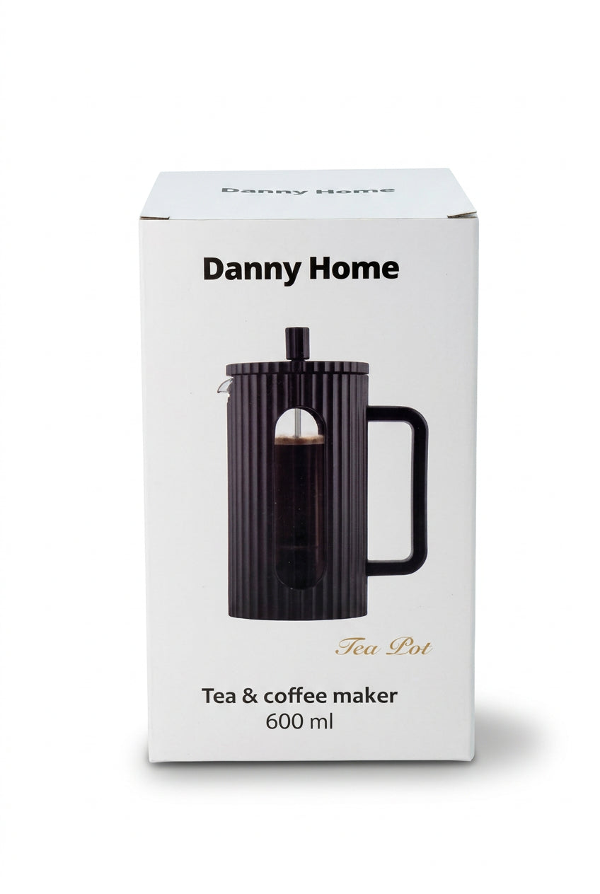 Danny Home Black Ribbed French Press Coffee 600ML